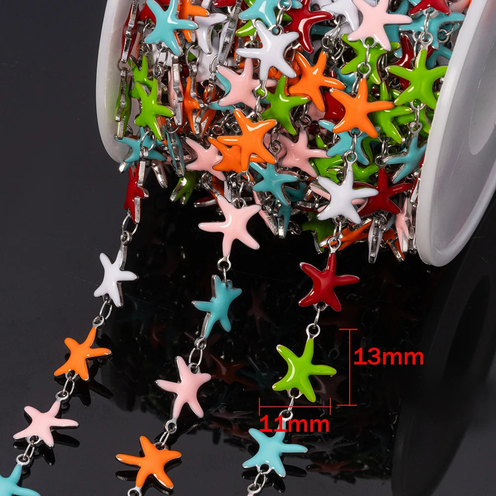 1Meter Stainless Steels Enamel Ocean Animal Charms Chains for DIY Necklaces Making Jewelry Findings Bracelets Anklet Component