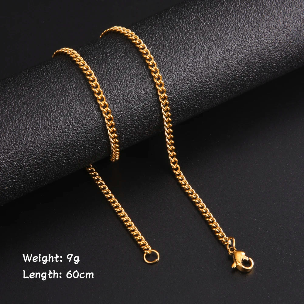 Skyrim Fashion 60cm Long Box Chain Necklace Men Stainless Steel Black Gold Color Link Chains Basic Punk Jewelry Wholesale - Live Store 4U