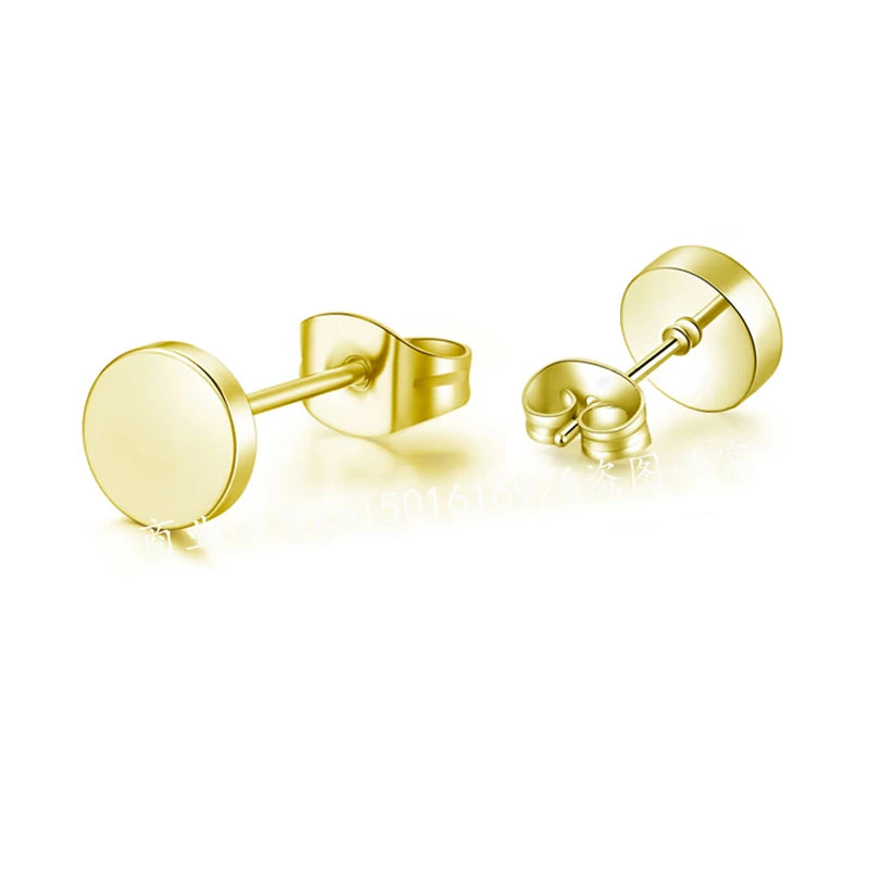 New Titanium Steel Stud Earrings for Men Women Stainless Steel Round Black Punk Ear Studs Best Gift Jewelry Accessories - Live Store 4U