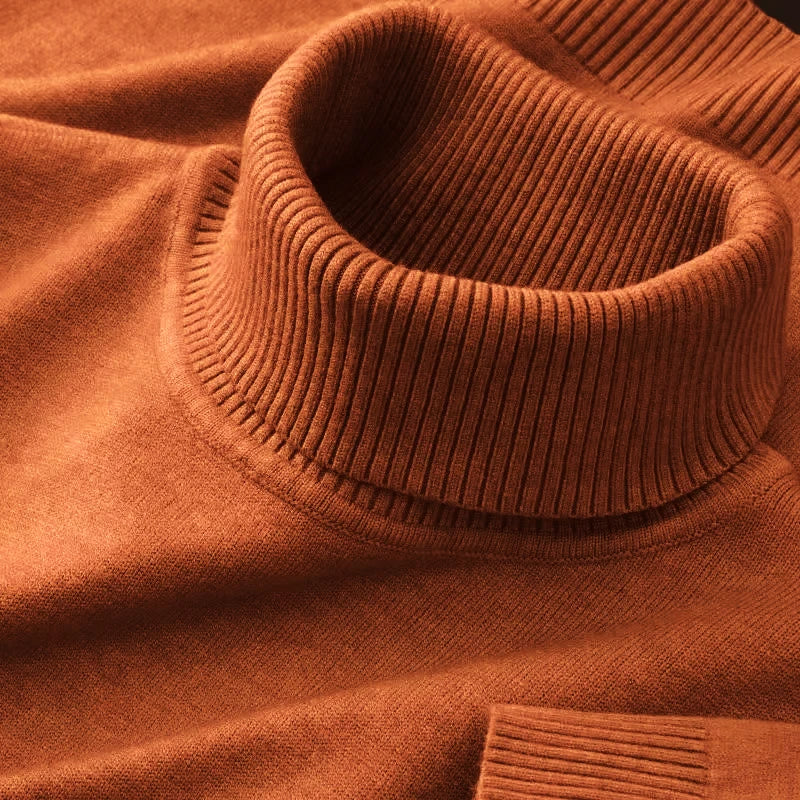 New Mens Knitted Sweaters Solid Color Turtleneck Breathable Pullovers Warm Outdoor Basic Streetwear autumn Business Tops - Live Store 4U