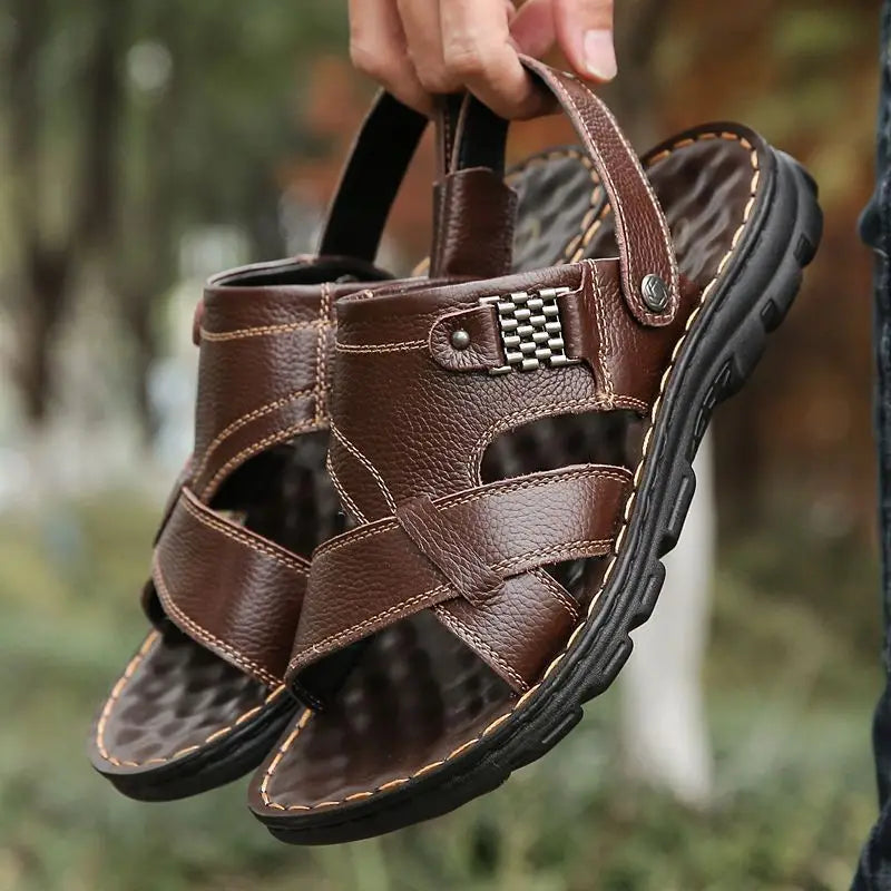 Summer new waterproof and anti slip soft bottom driving beach shoes dual-use men's sandals