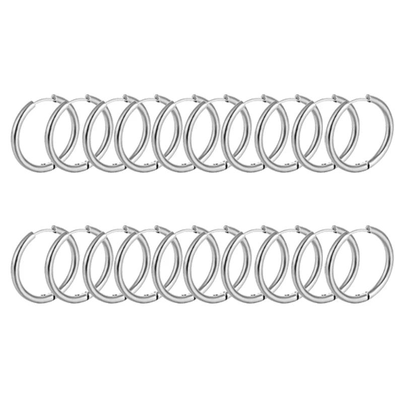 10/20Pcs Minimalist 316L Stainless Steel Small Hoop Earrings For Women Man Classic Round Earrings Fashion Ear Piercing Jewelry - Live Store 4U