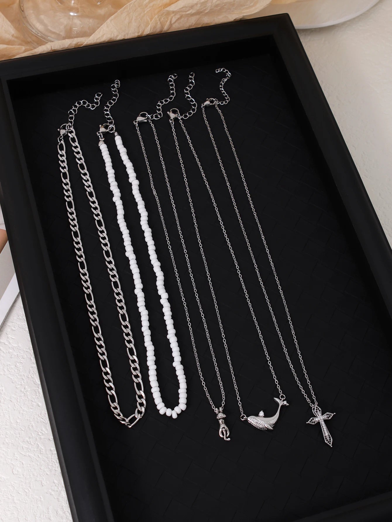 5PCS Charm Bohemian Sea Star Pendant Irregular Gravel Beads Clavicle Chain Women's Necklace Holiday Jewelery Accessories