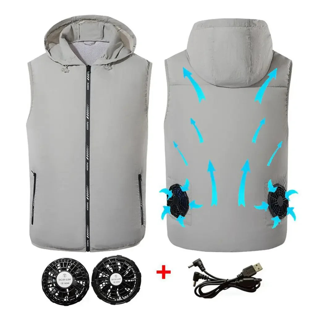 Summer Sport Fan Air Condition Cool Man Woman Travel Ultralight Brand Outdoor Vest Clothes Jacket Sun Windbreaker Fishing Worker - Live Store 4U