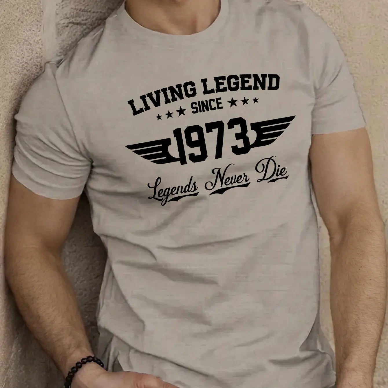 Summer men's 100 cotton casual loose plus size SINCE 1973 pattern printed sports comfortable round neck short sleeved T-shirt - Live Store 4U