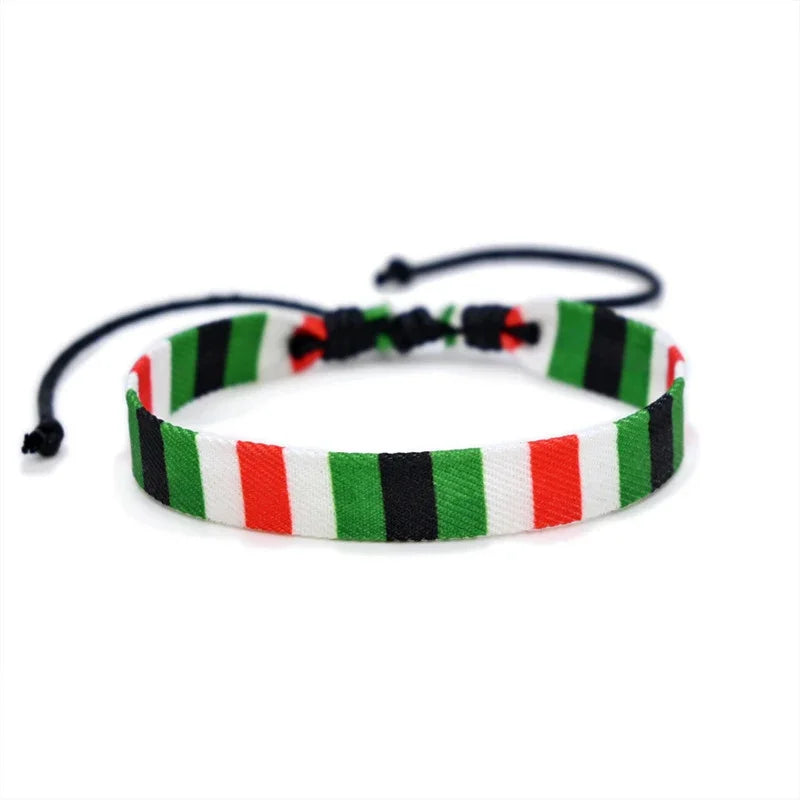 Palestine Bracelet for Men Women Geometric Polka Dot Multicolor Hand Weave Arabic Style Gaza Flag Jewelry Accessories Bracelets