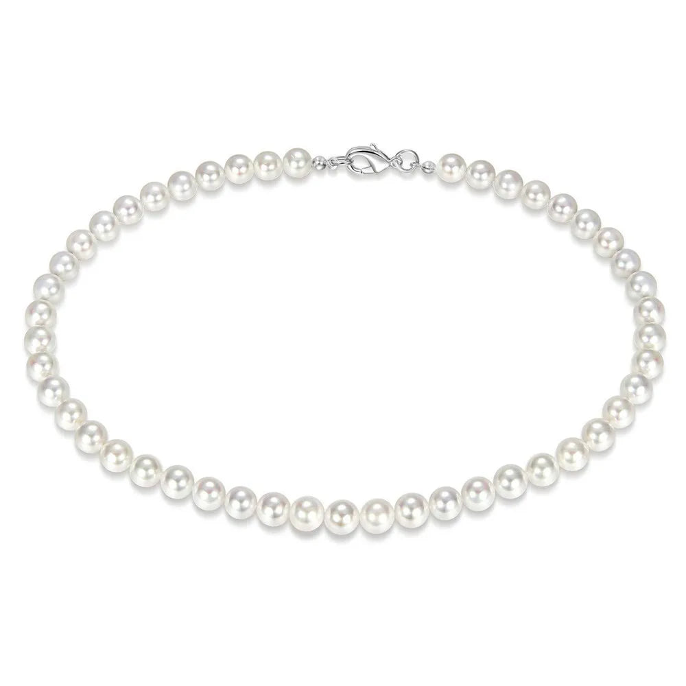 Cool Artificial White Pearl Necklace 1 Pcs Choker Beaded Chain for Men and Women Fashion Jewelry Gift - Live Store 4U