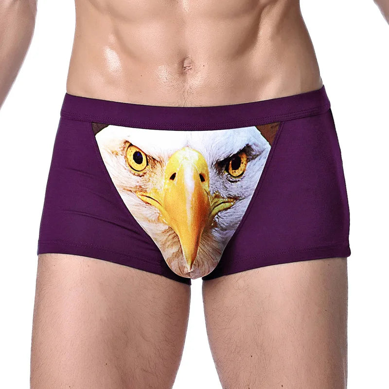 Boxer Men Underpants Modal Men's Wolf Eagle Panties Cartoon Animal Funny Hombre U Pouch Bulge Underwear Men Lingerie Gift