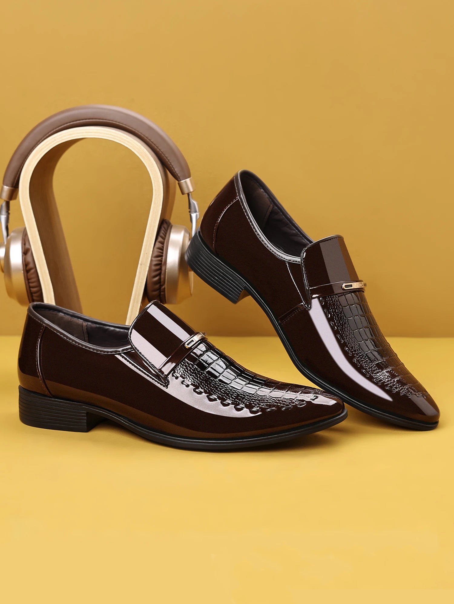 men's dress shoes elegant animal texture wedding office party summer slip-on commuting classic men's formal shoes