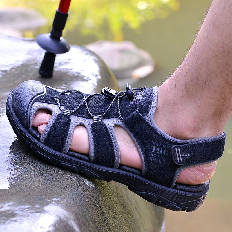 Men Large Soft Sole Summer New Slippers Baotou Breathable Beach Shoes Outdoor Casual Shoe Chaussure Homme Size
