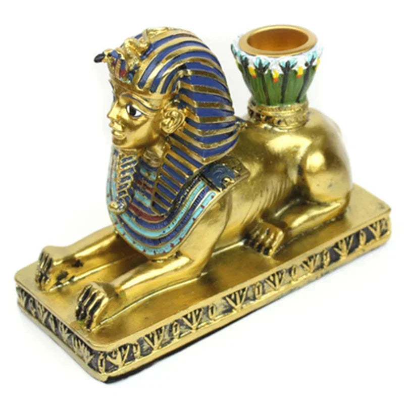 Resin Figurines Candleholder Retro Ancient Egyptian Goddess Sphinx Anubis Shape Candlestick Crafts Home Decorative Ornaments