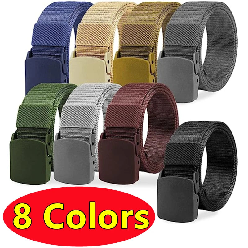 8 Colors Men Female Belts Military Nylon Adjustable Belt Outdoor Travel Tactical Waist Belt with Plastic Buckle for Pants 120cm - Live Store 4U