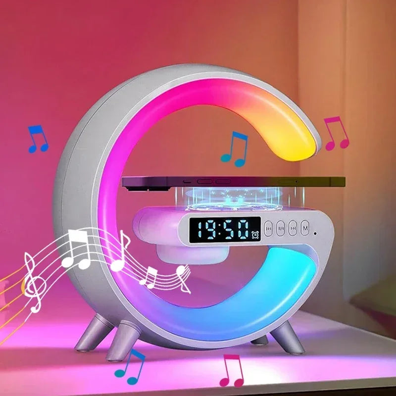 Multifunction Wireless Charger Pad Stand Speaker TF RGB Night Light Fast Charging Station for iPhone 16 15 Samsung Xiaomi Huawei