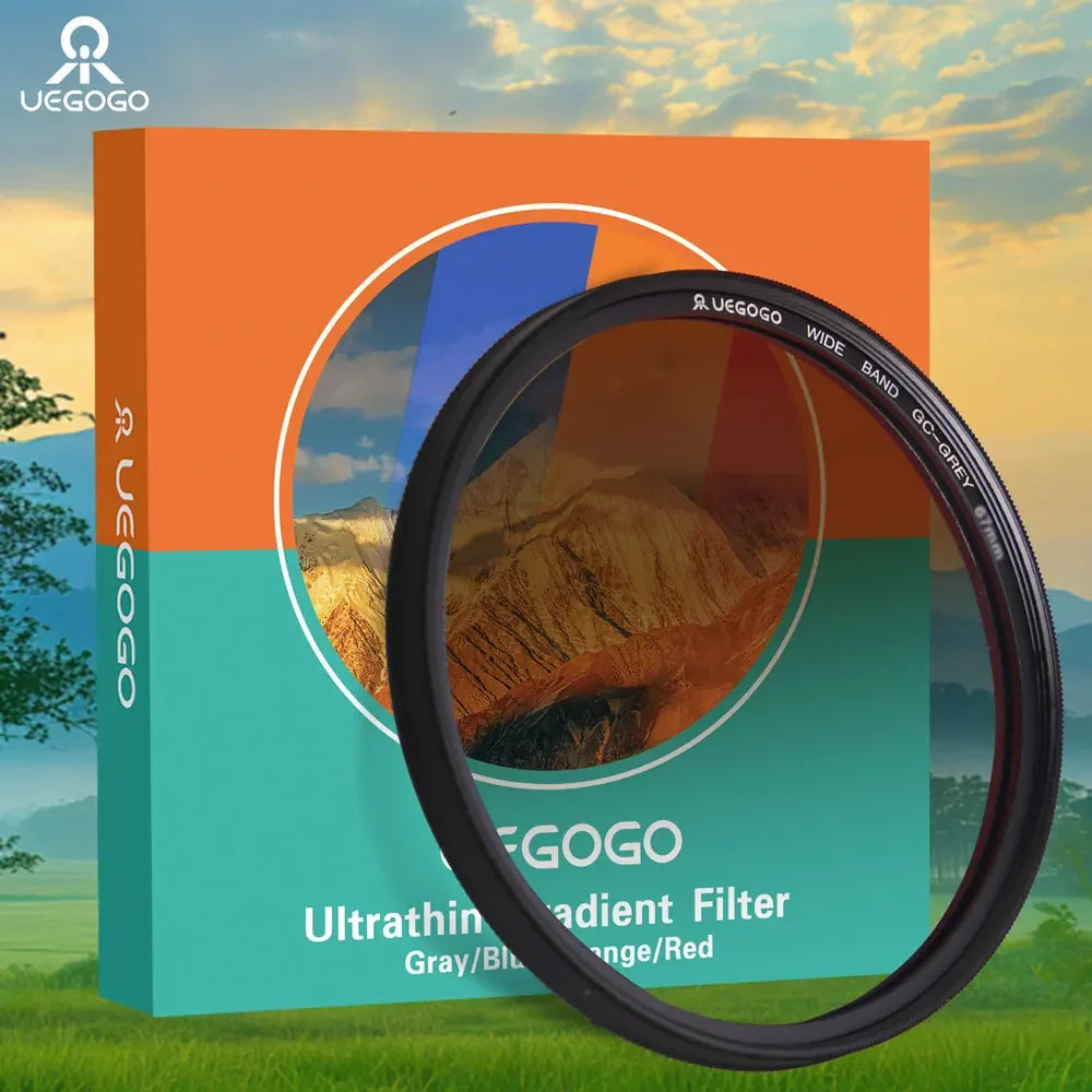 UEGOGO Lens Filter Waterproof Gradual Color Lens Filter Graduated Gray for Canon Sony Camera Lens 52 55 58 62 67 72 77 82mm Size
