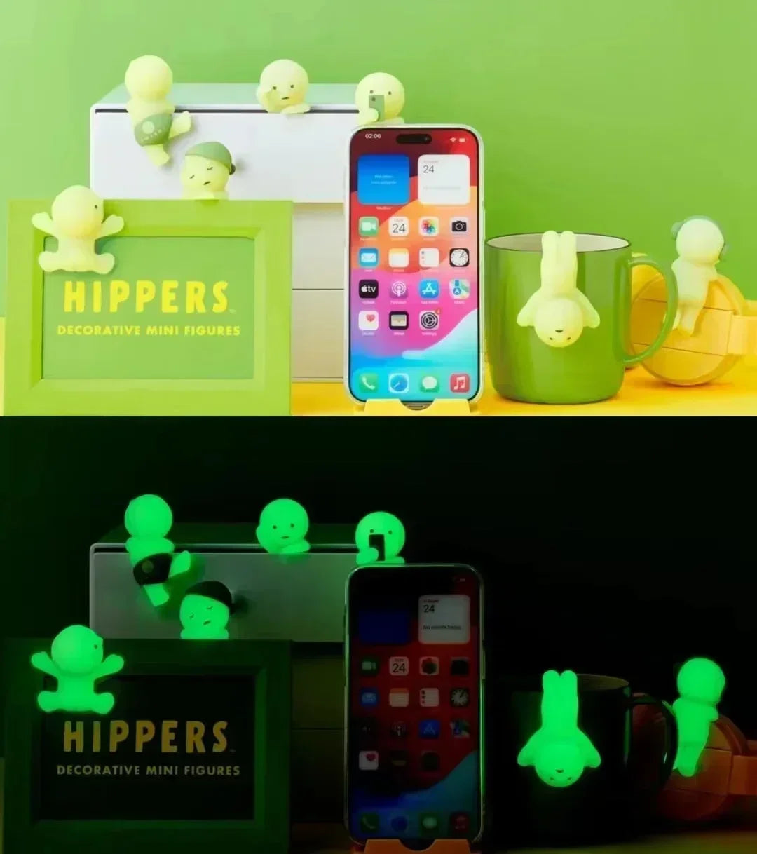 New Hot Sonny Angel Smiski Work Serie Mystery Cute Noctilucent Green Doll Action Figures Cartoon Desktop Blind Box Xmas Gift Toy