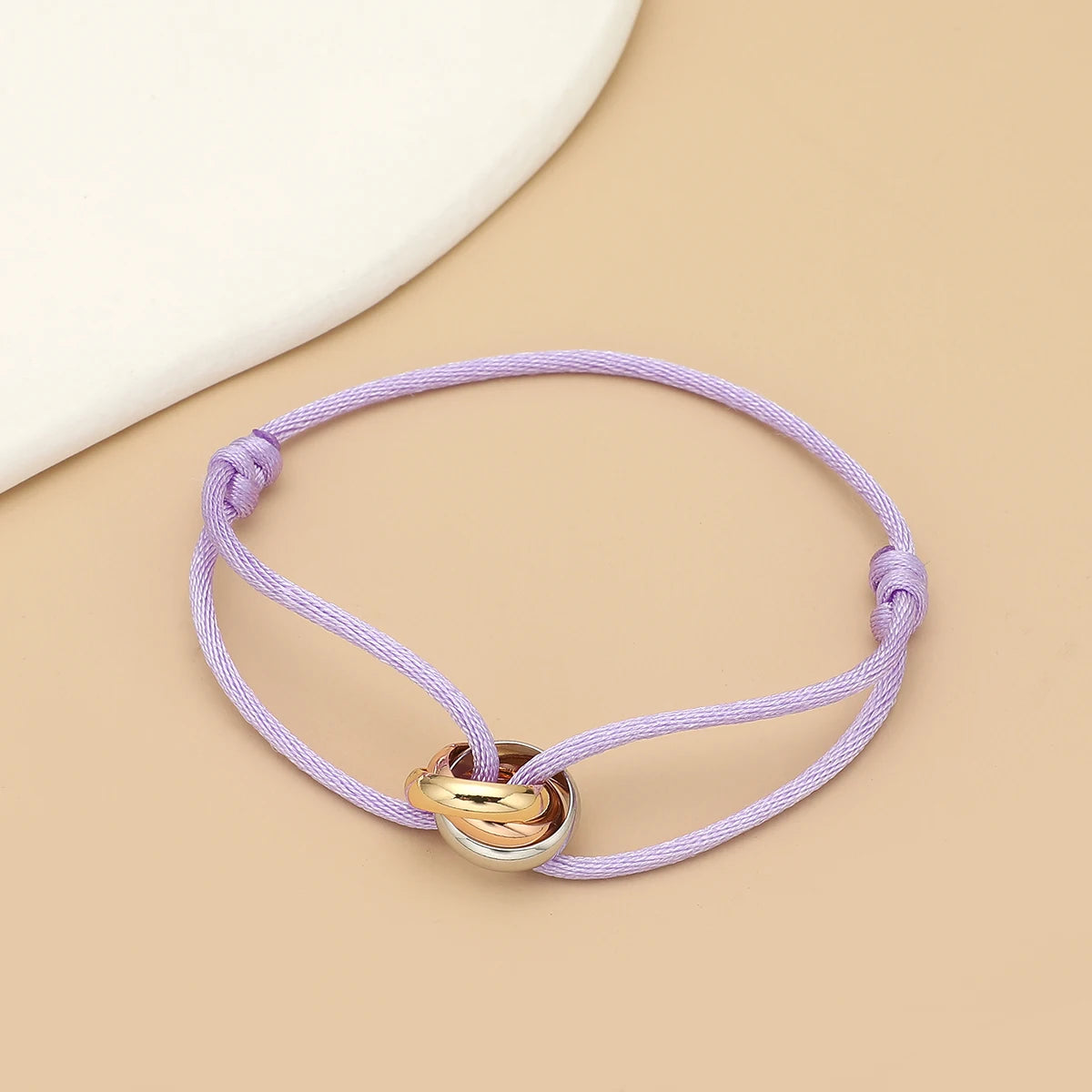 Simple Fashion Unisex Bracelet 3 Metal Round Circle Accessory Adjustable Men's Rope Bracelet for Women Jewelry Gifts - Live Store 4U