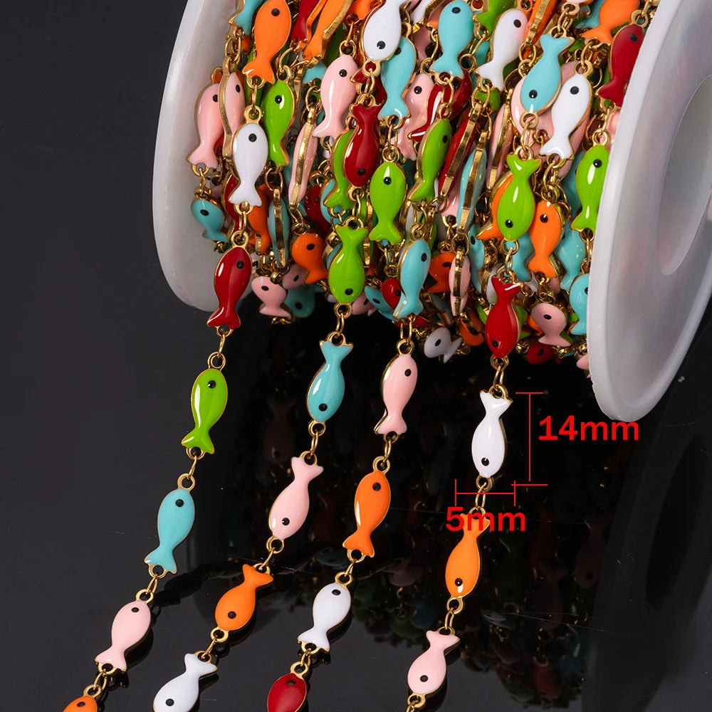 1Meter Stainless Steels Enamel Ocean Animal Charms Chains for DIY Necklaces Making Jewelry Findings Bracelets Anklet Component