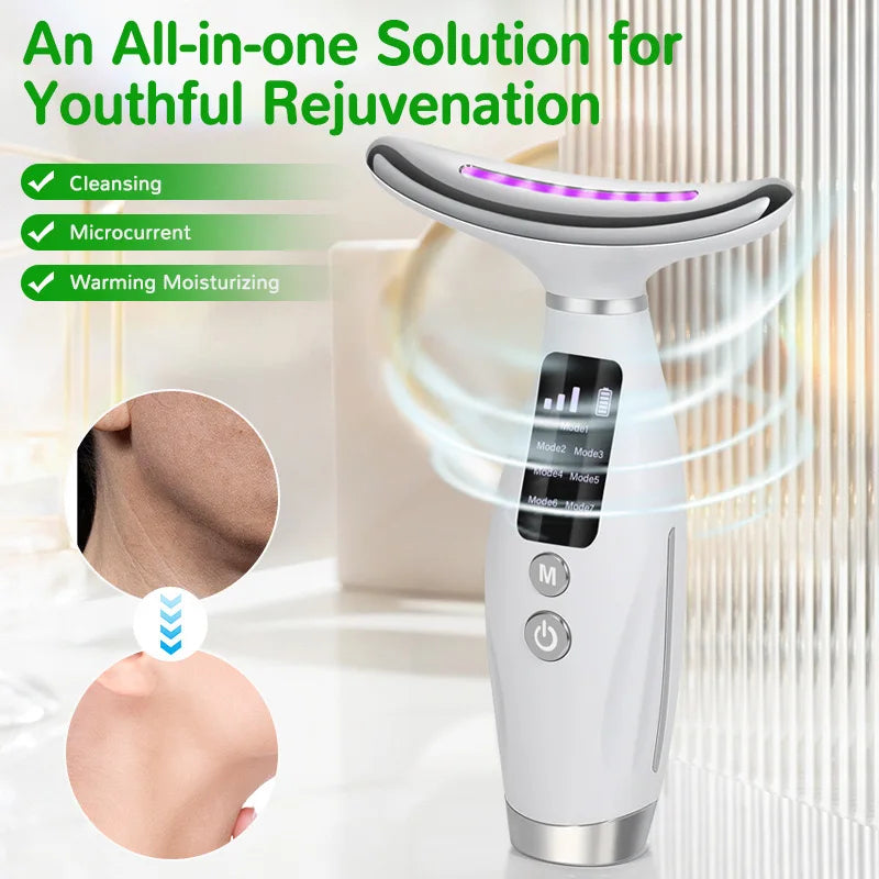 7 Color Galvanic Machines - Red Light Therapy for Face and Neck, Face Massager Tool for Wrinkles, Double Chin, Vibrating Facial