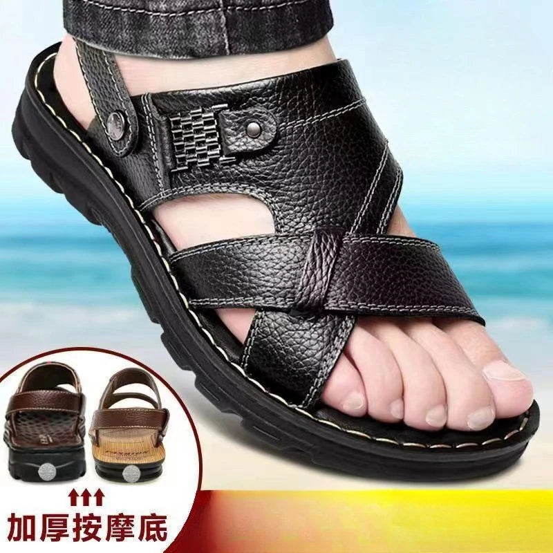Summer new waterproof and anti slip soft bottom driving beach shoes dual-use men's sandals