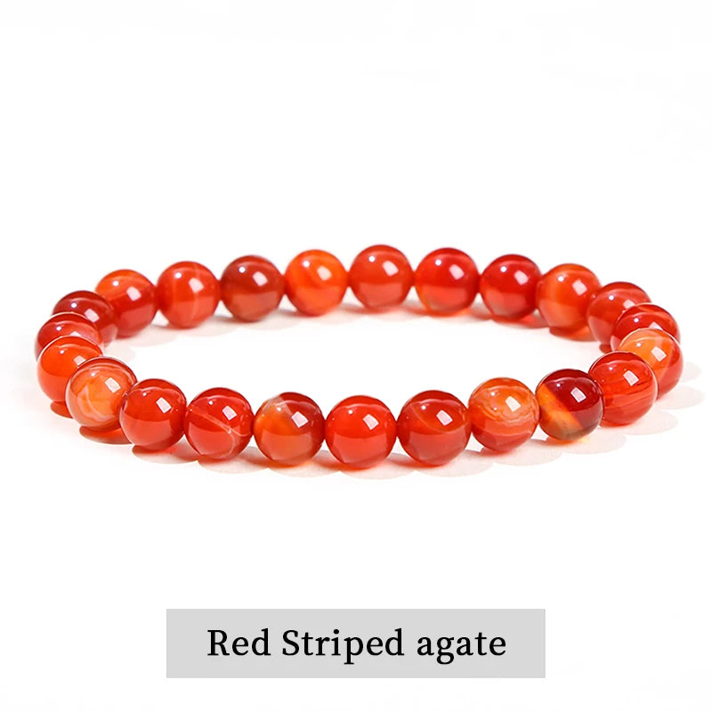 JD Natural Stone Beads Bracelet Amethyst Tiger Eye Crystal Quartz Agate Gem Beads Bangles Women Men Reiki Healling Jewelry Gift - Live Store 4U