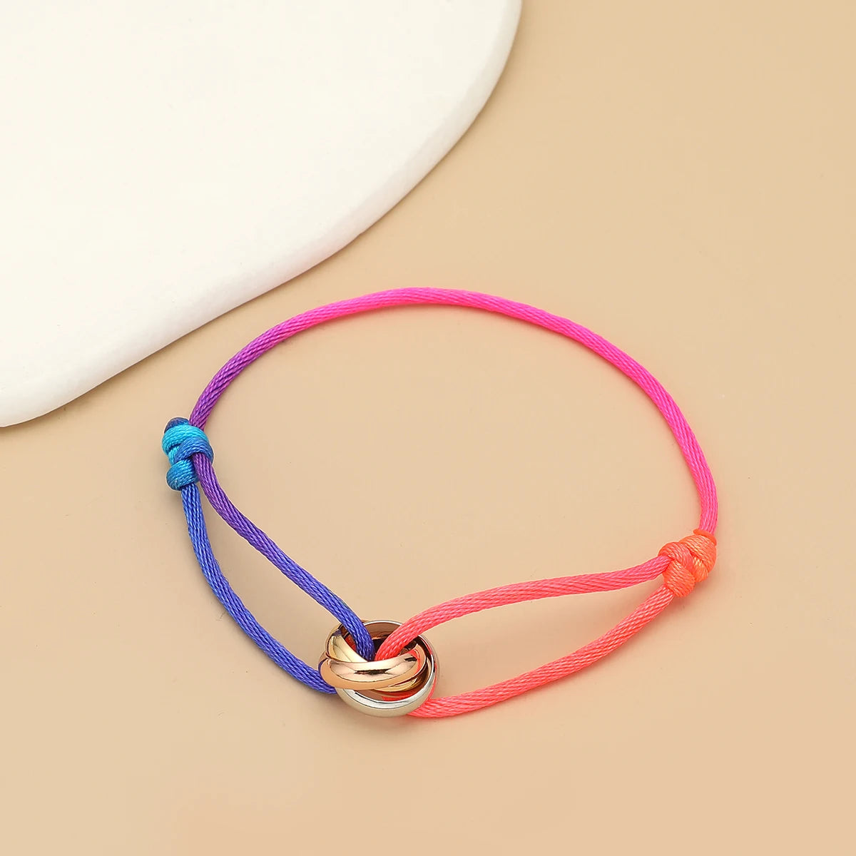 Simple Fashion Unisex Bracelet 3 Metal Round Circle Accessory Adjustable Men's Rope Bracelet for Women Jewelry Gifts - Live Store 4U