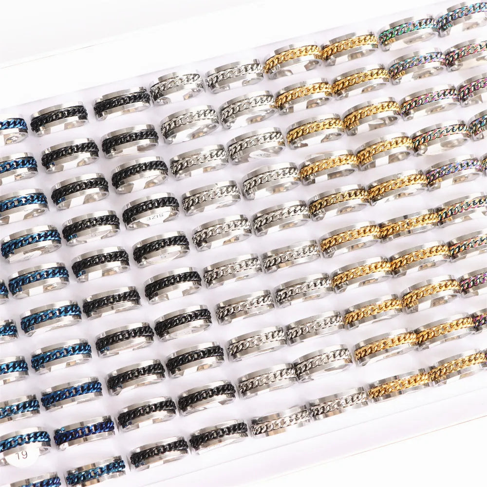 10pcs/lot Wholesale Fashion Simple Stainless Steel Ring For Men Women Beautiful Trendy Punk Jewelry Vintage Birthday Party Gifts - Live Store 4U