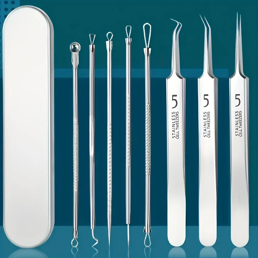 8/11pcs Stainless Steel Blackhead Remover Kit, Face And Nose Precision Tools for Whitehead And Removal, with Portable Box