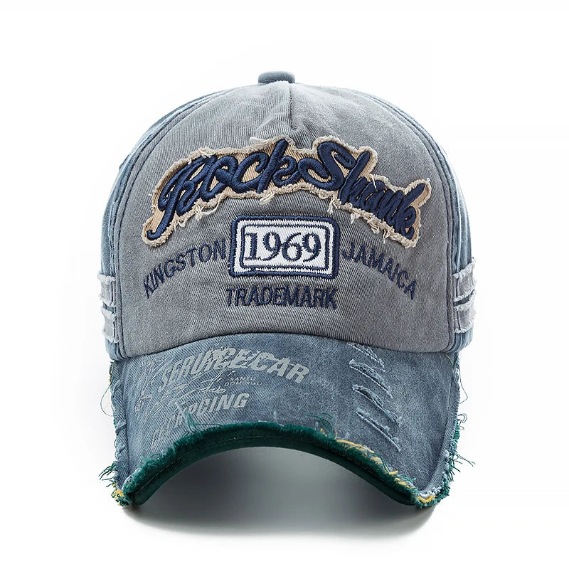 2023 High Quality Washed cowboy letters Cotton Cap For Men Women Adjustable Autdoor Sun protection hat Rock Shark Baseball Caps
