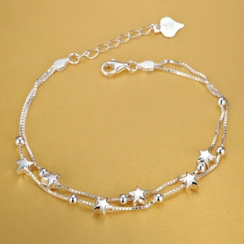 Fine 925 Sterling Silver Noble Nice Chain Solid Bracelet for Women Men Charms Party Gift Wedding Fashion Jewelry Hot Model - Live Store 4U