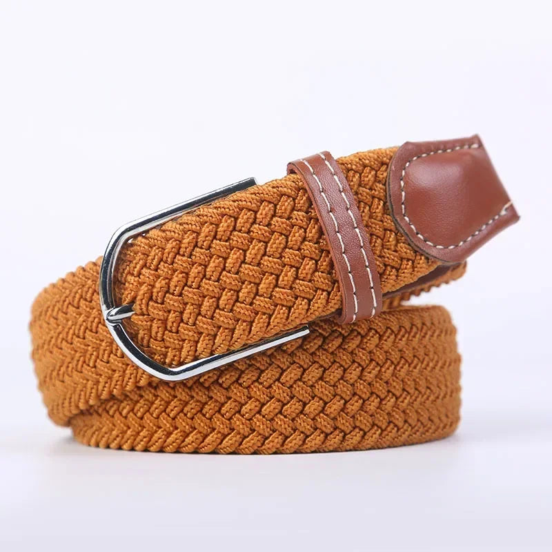 107/120/130cm UNISEX Casual Knitted Pin Buckle Women Belt Woven Canvas Elastic Expandable Braided Stretch Jeans Belts for Men - Live Store 4U