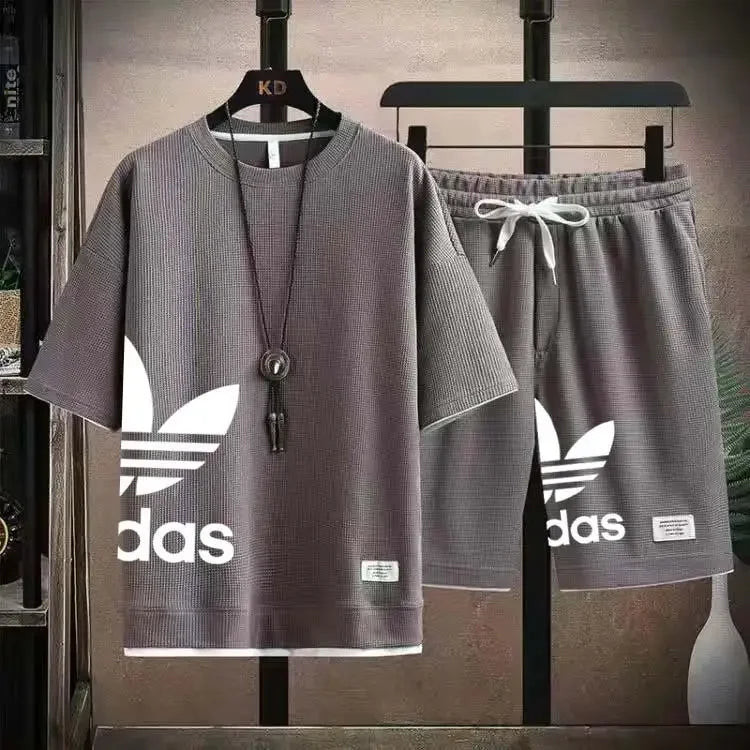 Summer 2025 New Men's pullover sportswear Set, fashionable basketball men's casual short-sleeved T-shirt + shorts two-piece set - Live Store 4U
