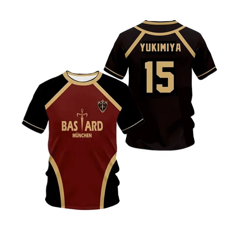Jersey Futsal Pattern Vl Replika Blue Lock Anime Bastard Munich Summer Men'S And Women'S 3Dt Shirt Casual Sports T Shirt Top - Live Store 4U