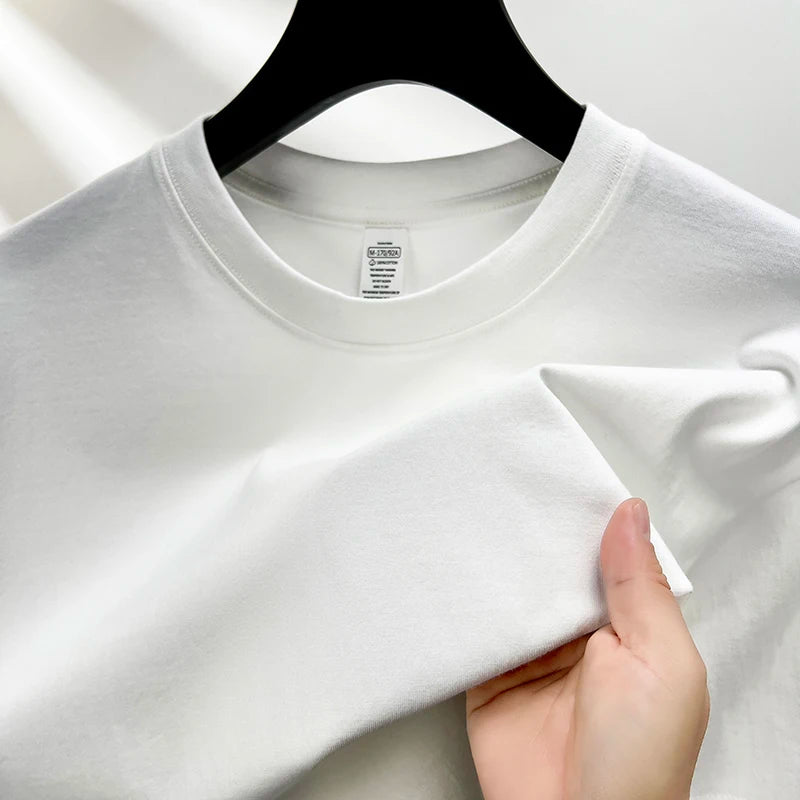 100% pure cotton summer high-end brand men's short sleeve round neck fashionable style half sleeved top breathable T-shirt - Live Store 4U