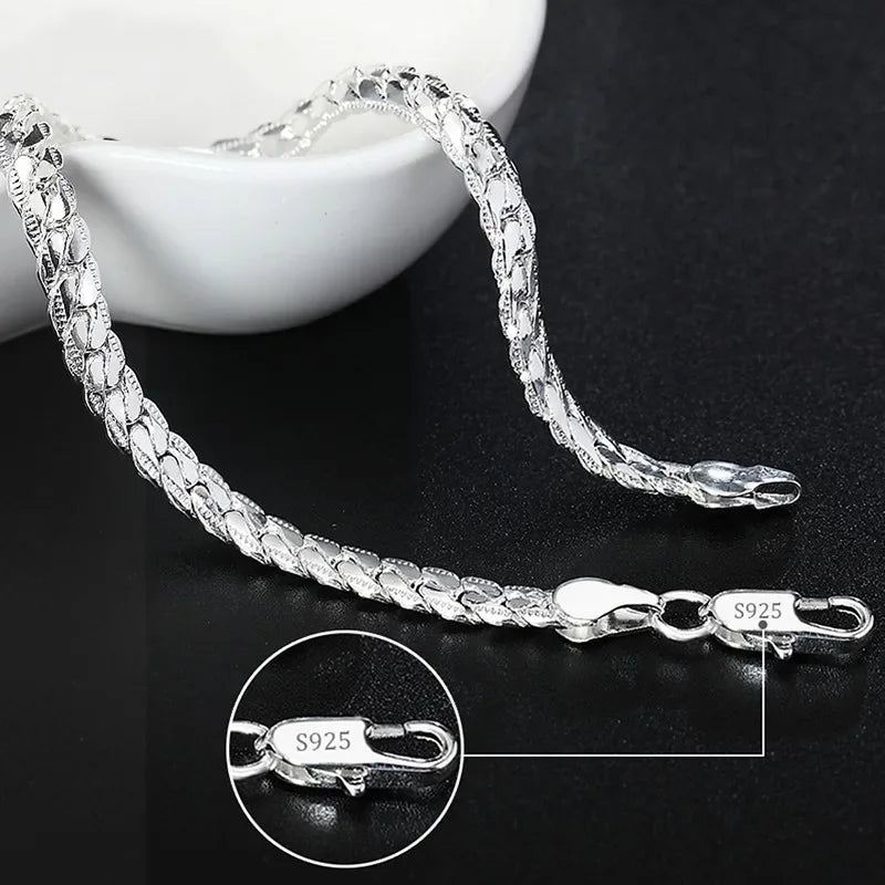 Fine 925 Sterling Silver Noble Nice Chain Solid Bracelet for Women Men Charms Party Gift Wedding Fashion Jewelry Hot Model - Live Store 4U