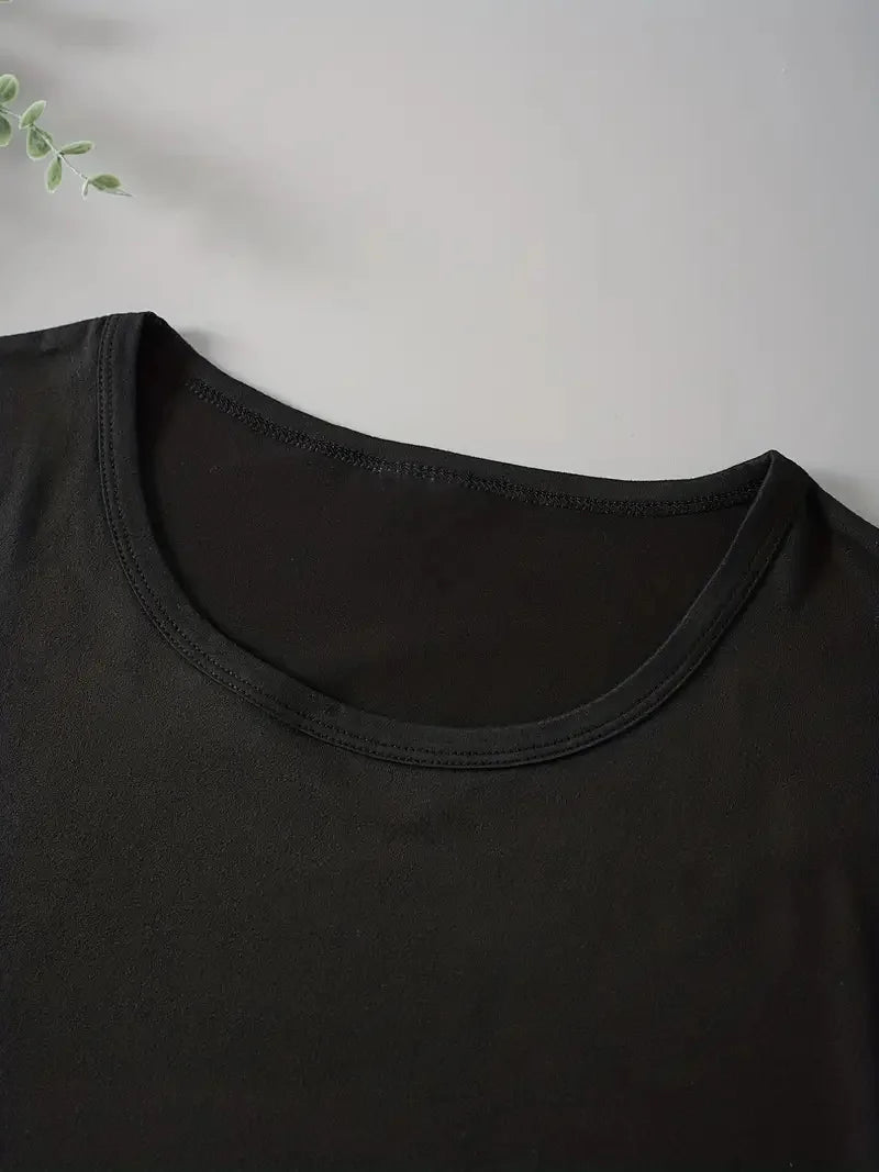 Solid Color Letter Print Casual Sports T Shirt, Soft Crew Neck Short Sleeve Tee, Women's Clothing