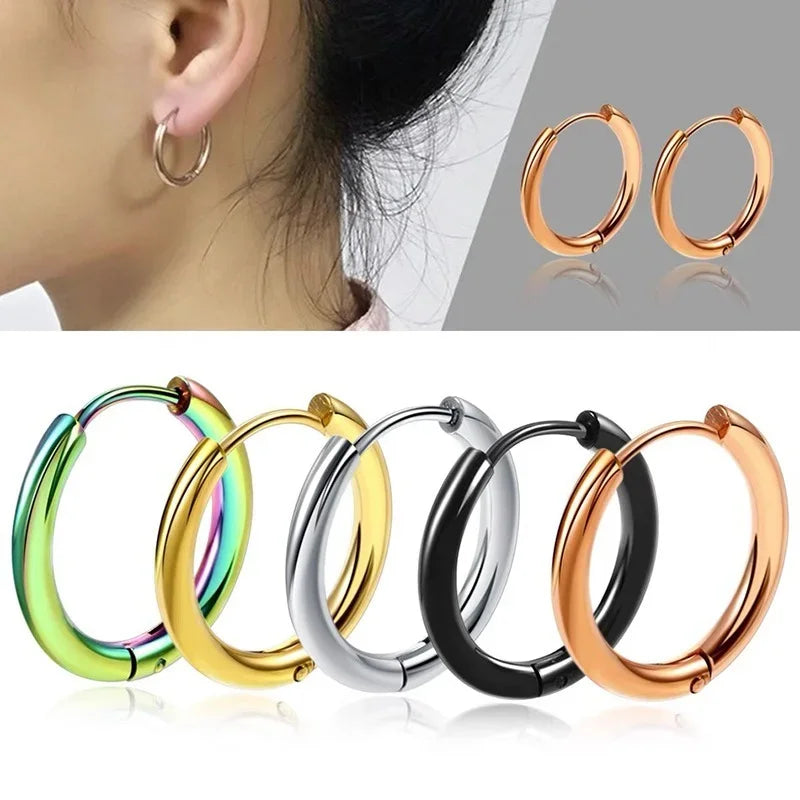 10/20Pcs Minimalist 316L Stainless Steel Small Hoop Earrings For Women Man Classic Round Earrings Fashion Ear Piercing Jewelry - Live Store 4U