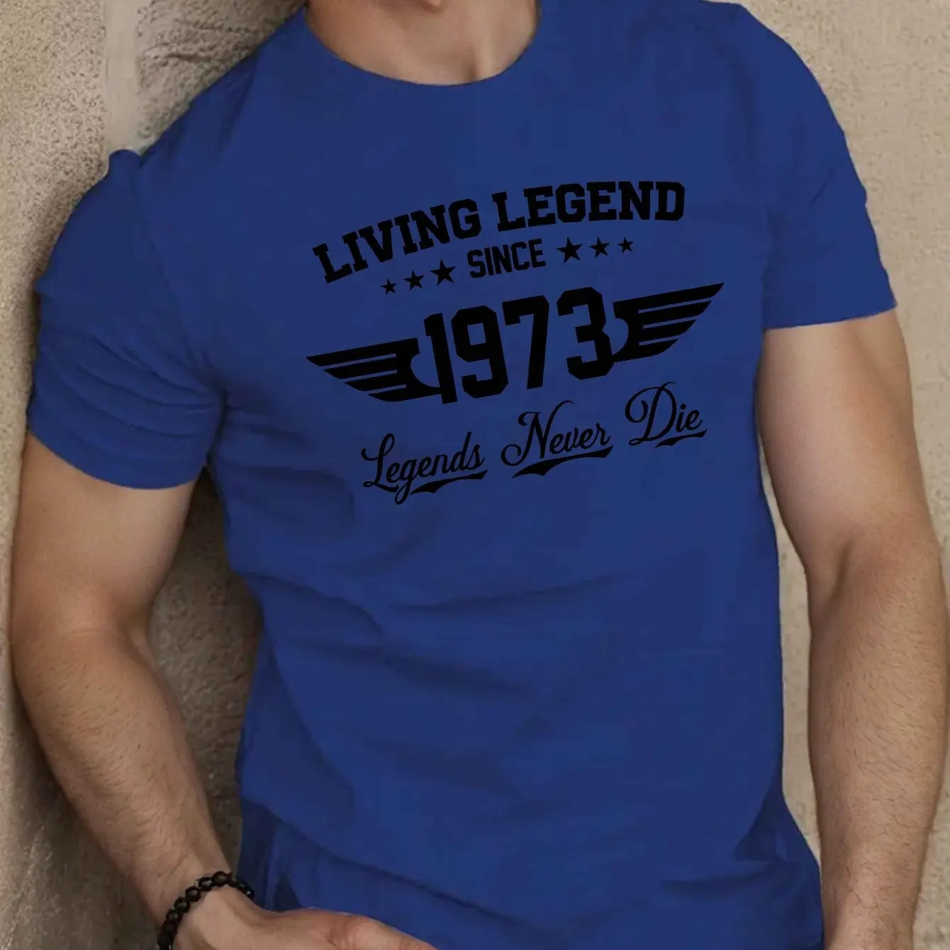 Summer men's 100 cotton casual loose plus size SINCE 1973 pattern printed sports comfortable round neck short sleeved T-shirt - Live Store 4U