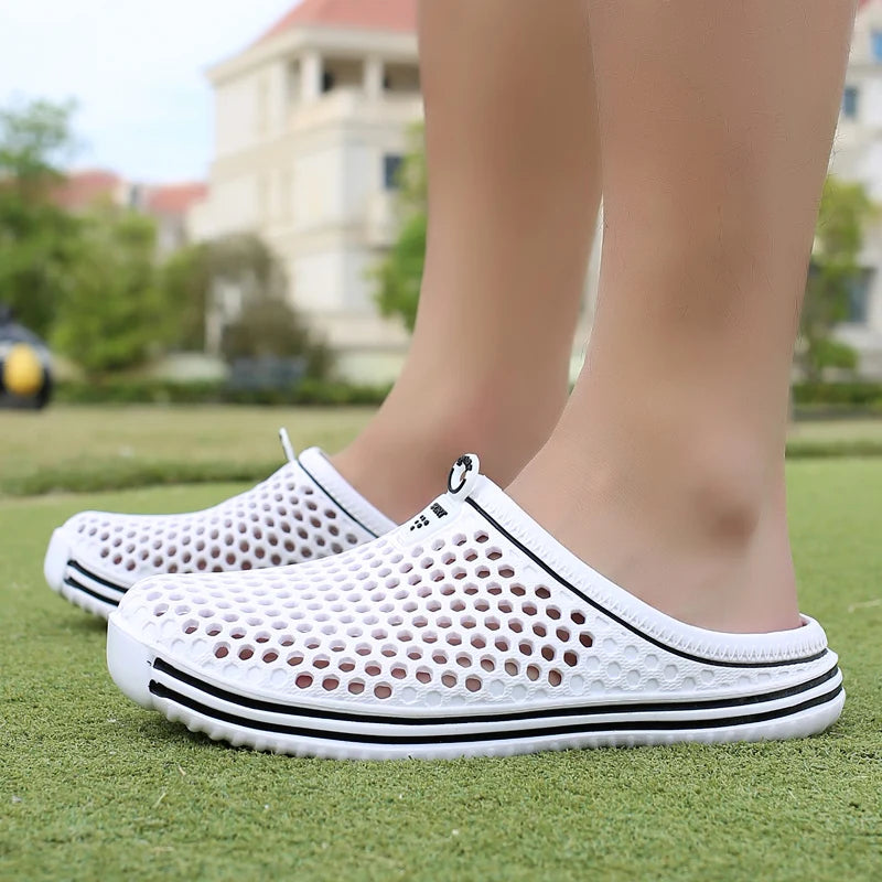 YRZL Mens Sandals Light EVA Summer Casual Shoes Hole Shoes Clogs Lovers Home Garden Outdoor Big Size 45 Male Beach Flat Slippers