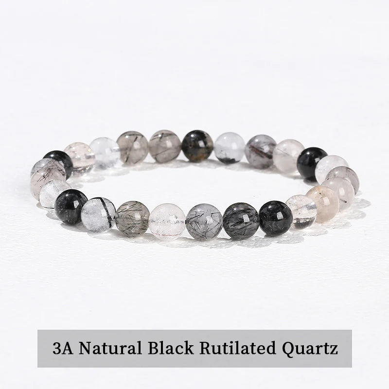 JD 6 8 10mm Natural Stone Beaded Bracelet Obsidian Fluorite Quartz Jasper Healing Beads Bangles Women Men Stretch Yoga Jewelry - Live Store 4U