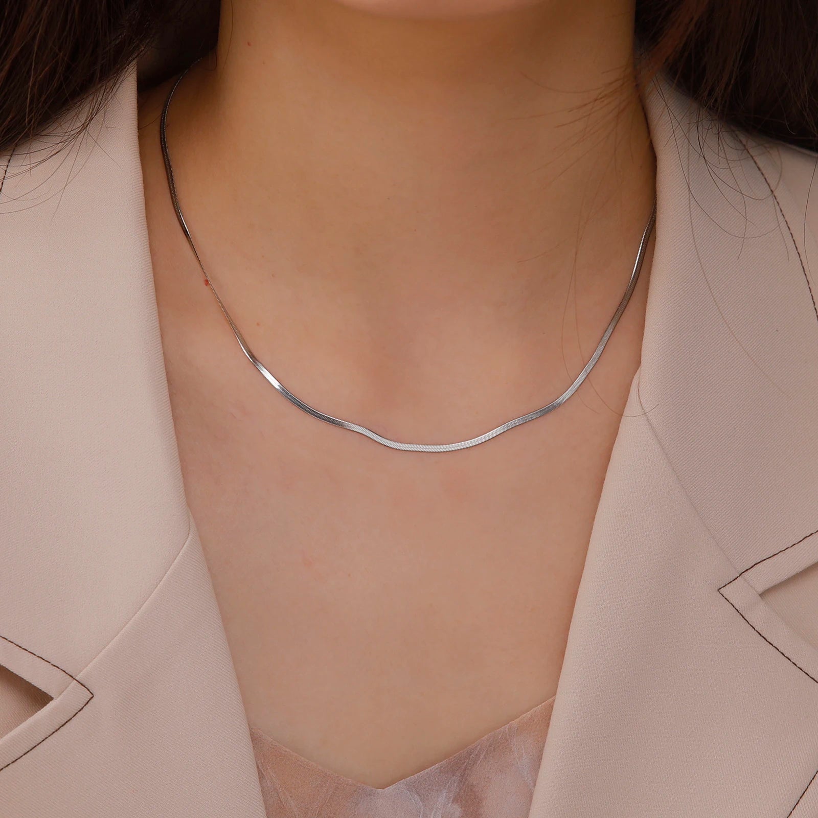 Skyrim Stainless Steel Snake Chain Necklace for Women Men Gold Color Herringbone Choker Neck Chains 2025 Trend Jewelry Gift Hot - Live Store 4U