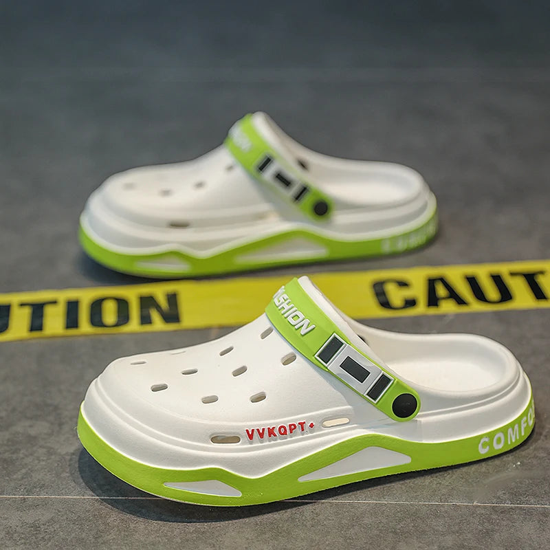 Fashion Men Summer Hole Garden Shoes Breathable Outdoor Sandals, Perforated Shoes, Thick Soled Beach Sandals Driving Shoes