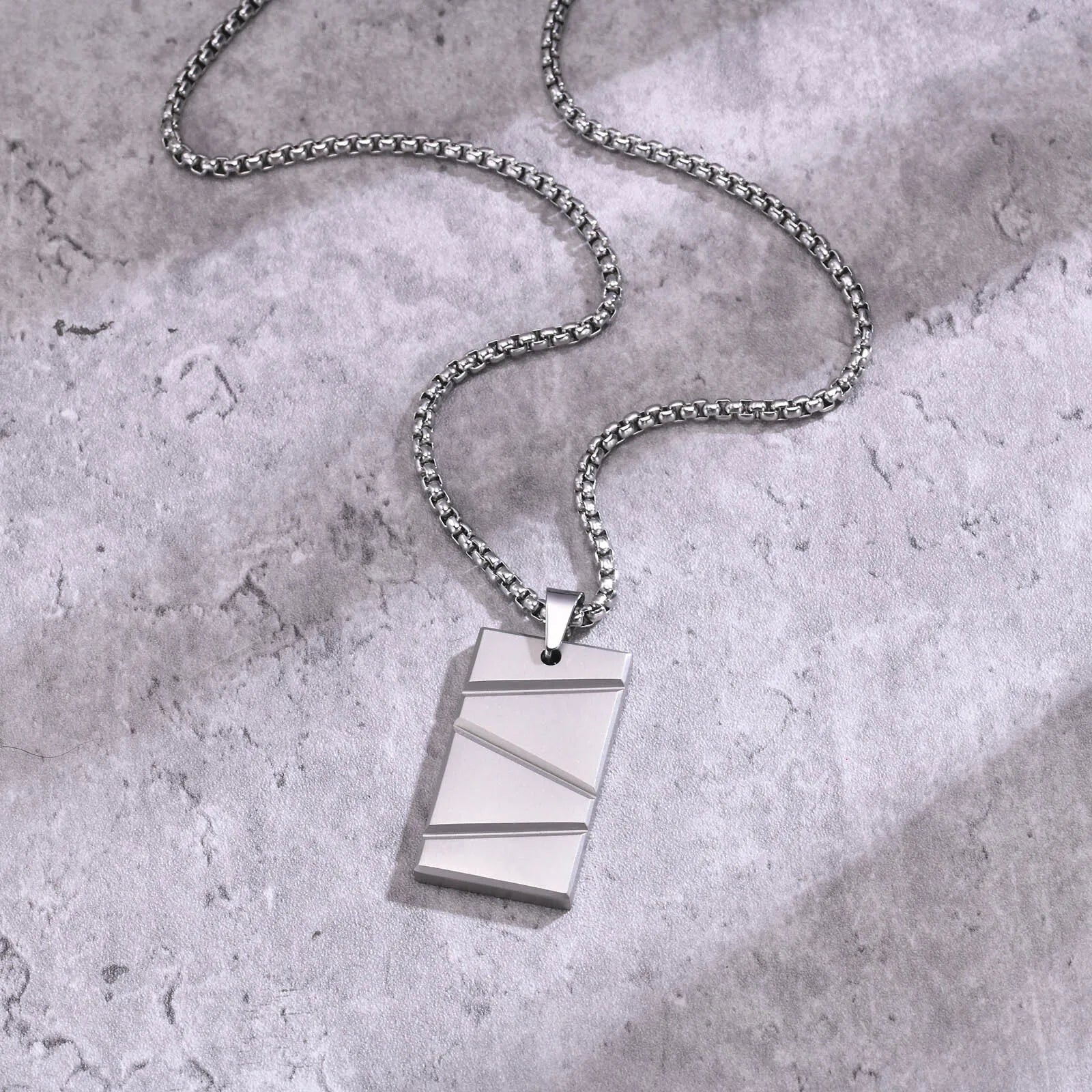 Vnox Small Dogtags Pendant Necklaces for Men Boys,Black Silver Color Stainless Steel Military Dog Tag with Box Chain Gift to Him