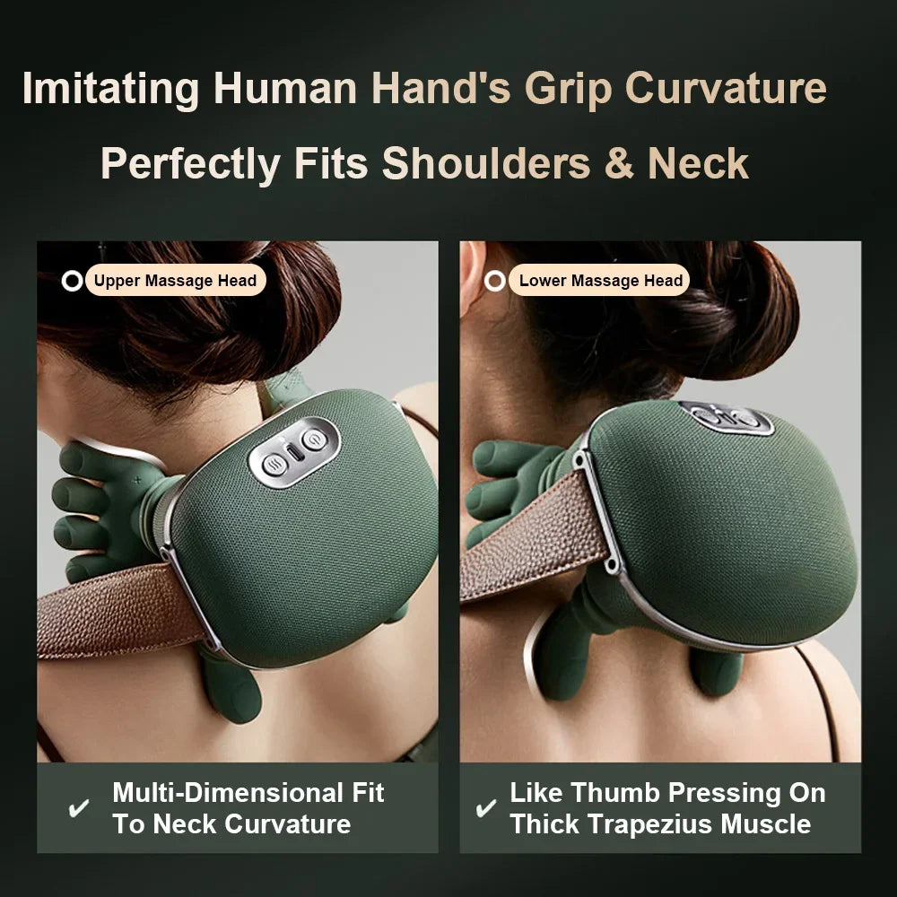 Neck Shoulder Massager Deep Tissue Finger Pressure Back Neck Bionic Heating Fatigue Relief Relaxation Muscle 3-stage TypeC