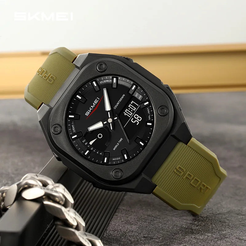 SKMEI 2328 Dual Time Electronic Movement Watch 5 Alarm Clock Daylight Saving Countdown Men's Watches Waterproof With Date Week