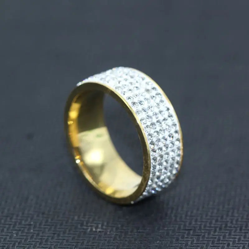 Shine Silver and Gold Color Women Ring Round Inlaid White Zircon Ring for Women Men Engagement Wedding Jewelry Gift - Live Store 4U
