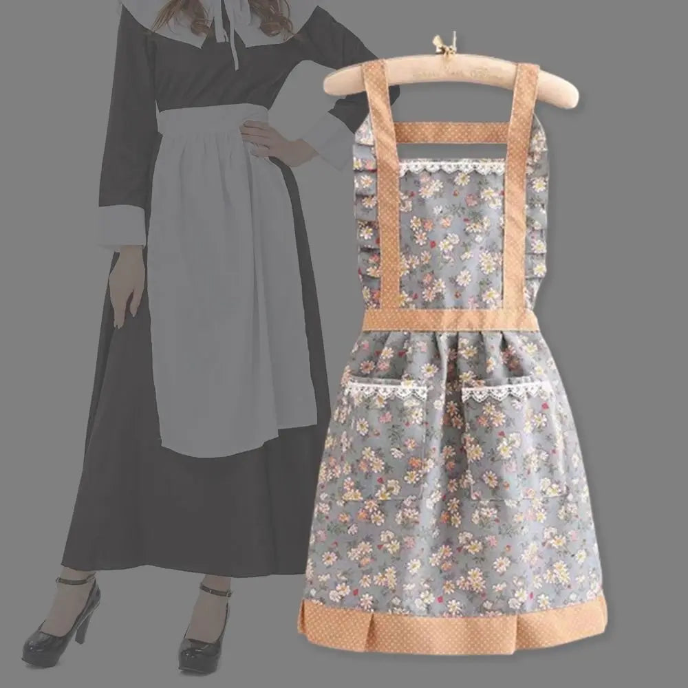 1Pcs New With Waistband Japanese Apron Baking Florist Cross Back Kitchen Cooking Aprons Women Housework Maid Dress Apron