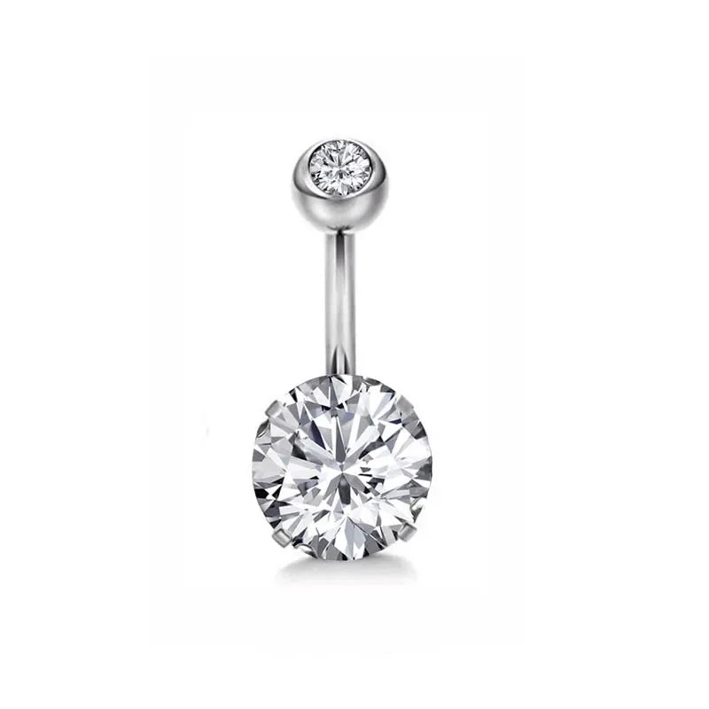 1pc 14G Belly Button Rings Navel Nombril Piercing Stainless Steel Belly Rings Women CZ Body Piercing Crystal Belly Rings Jewelry