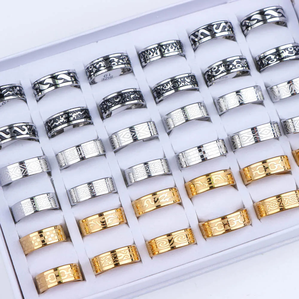 10pcs/lot Wholesale Fashion Simple Stainless Steel Ring For Men Women Beautiful Trendy Punk Jewelry Vintage Birthday Party Gifts - Live Store 4U
