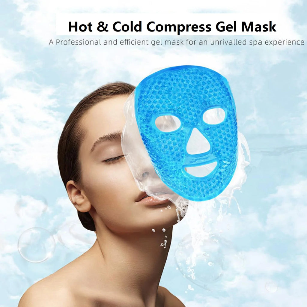 Full Face Massage Ice Mask Hot Cold Compress Gel Cooling Ice Face Eye Mask Facial Mask Face Eye Mask Ice Pack Sleeping Face SPA