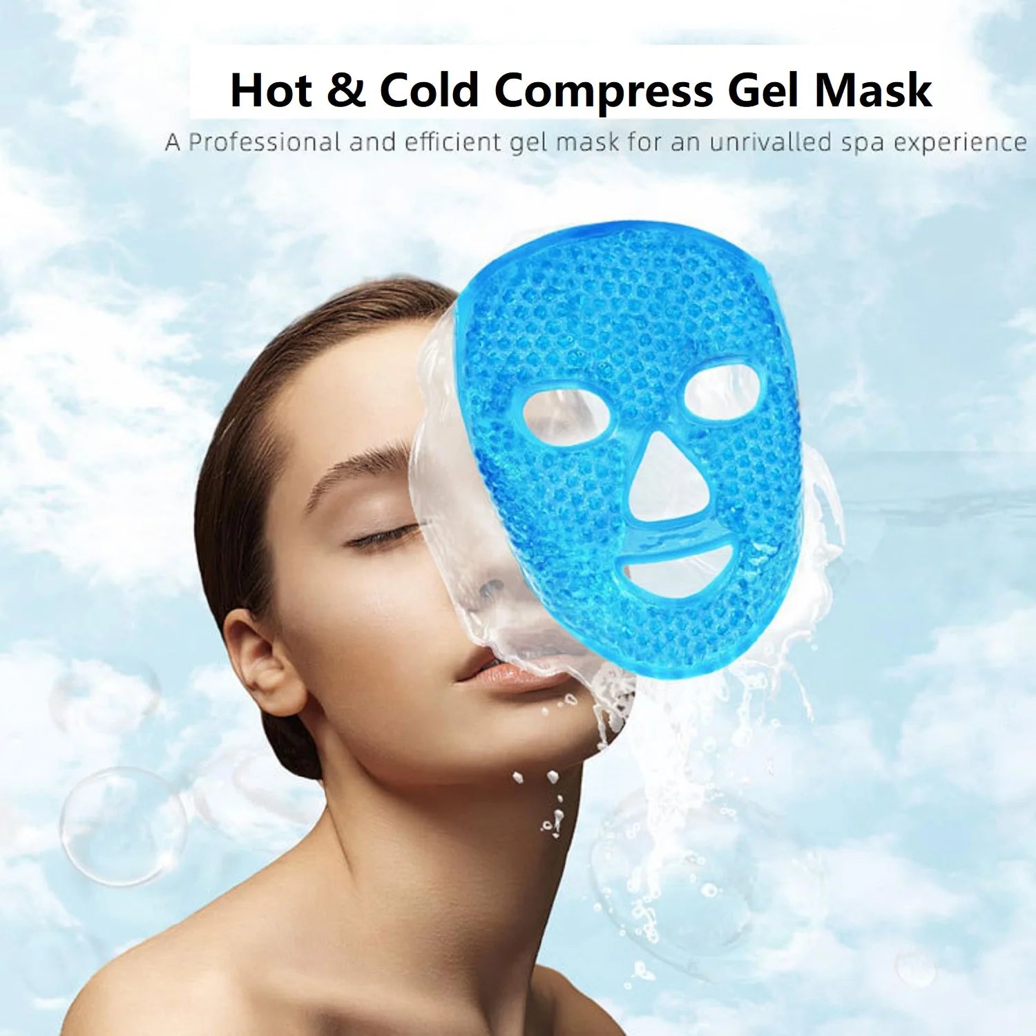 Full Face Massage Ice Mask Hot Cold Compress Gel Cooling Ice Face Eye Mask Facial Mask Face Eye Mask Ice Pack Sleeping Face SPA